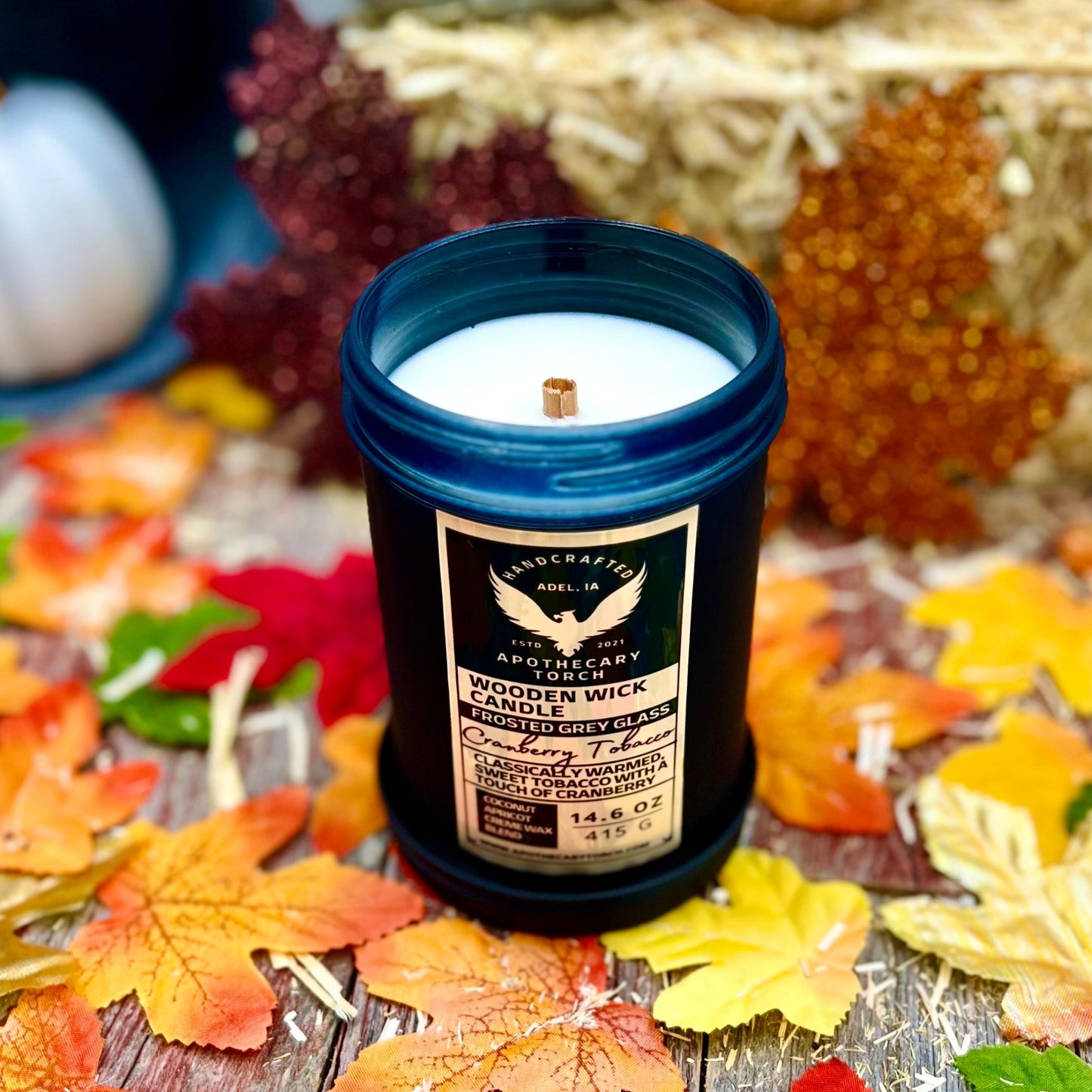 Fall Frosted Candle | Cranberry Tobacco 14.6 oz