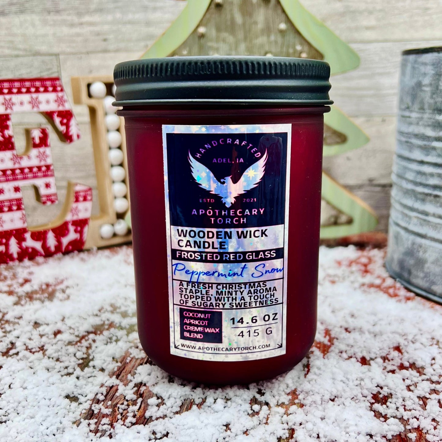 Winter Frosted Candle | Peppermint Snow 14.6 oz