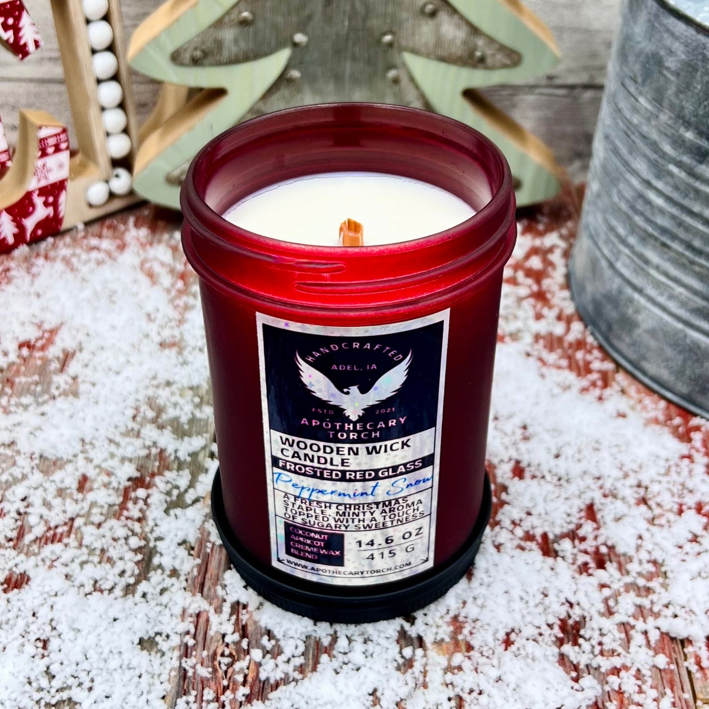 Winter Frosted Candle | Peppermint Snow 14.6 oz