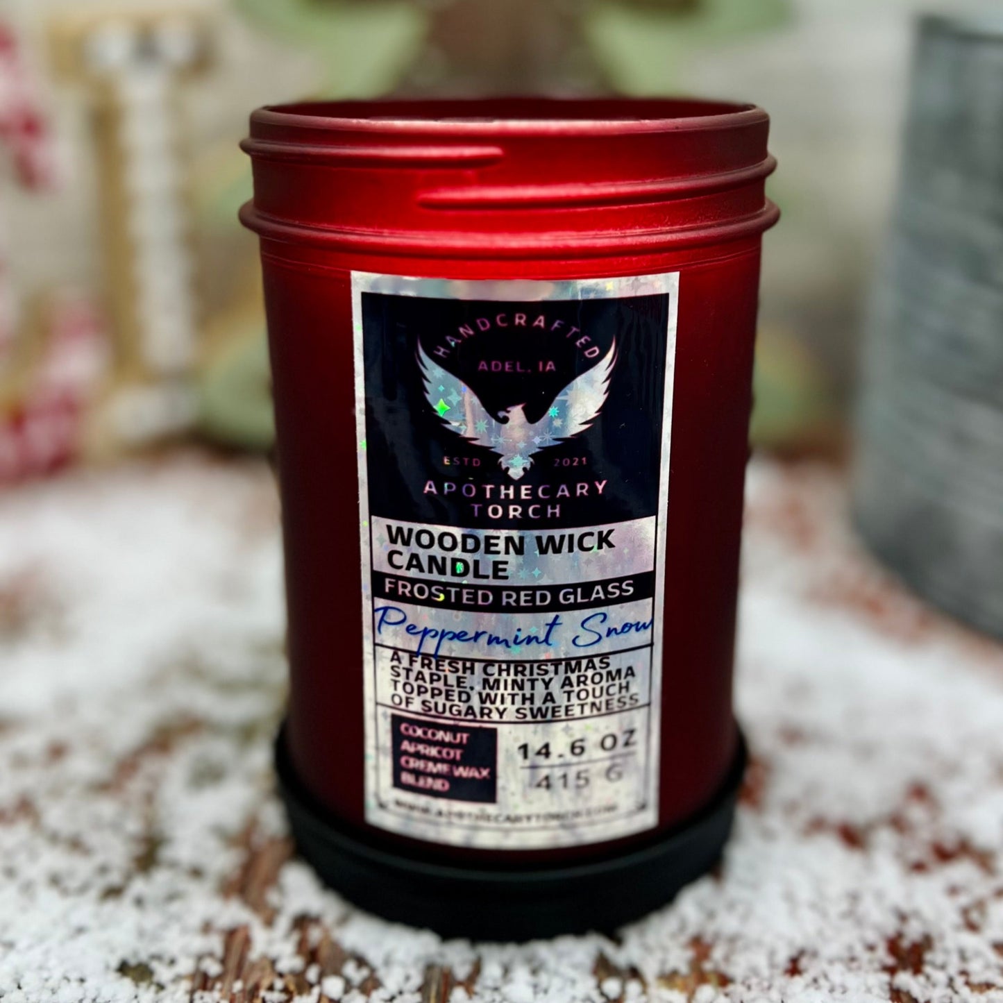 Winter Frosted Candle | Peppermint Snow 14.6 oz
