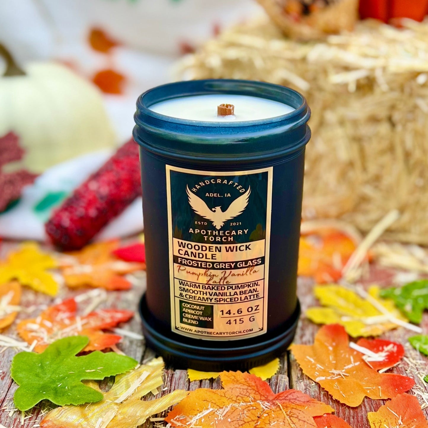 Fall Frosted Candle | Pumpkin Vanilla Latte | 14.6 oz