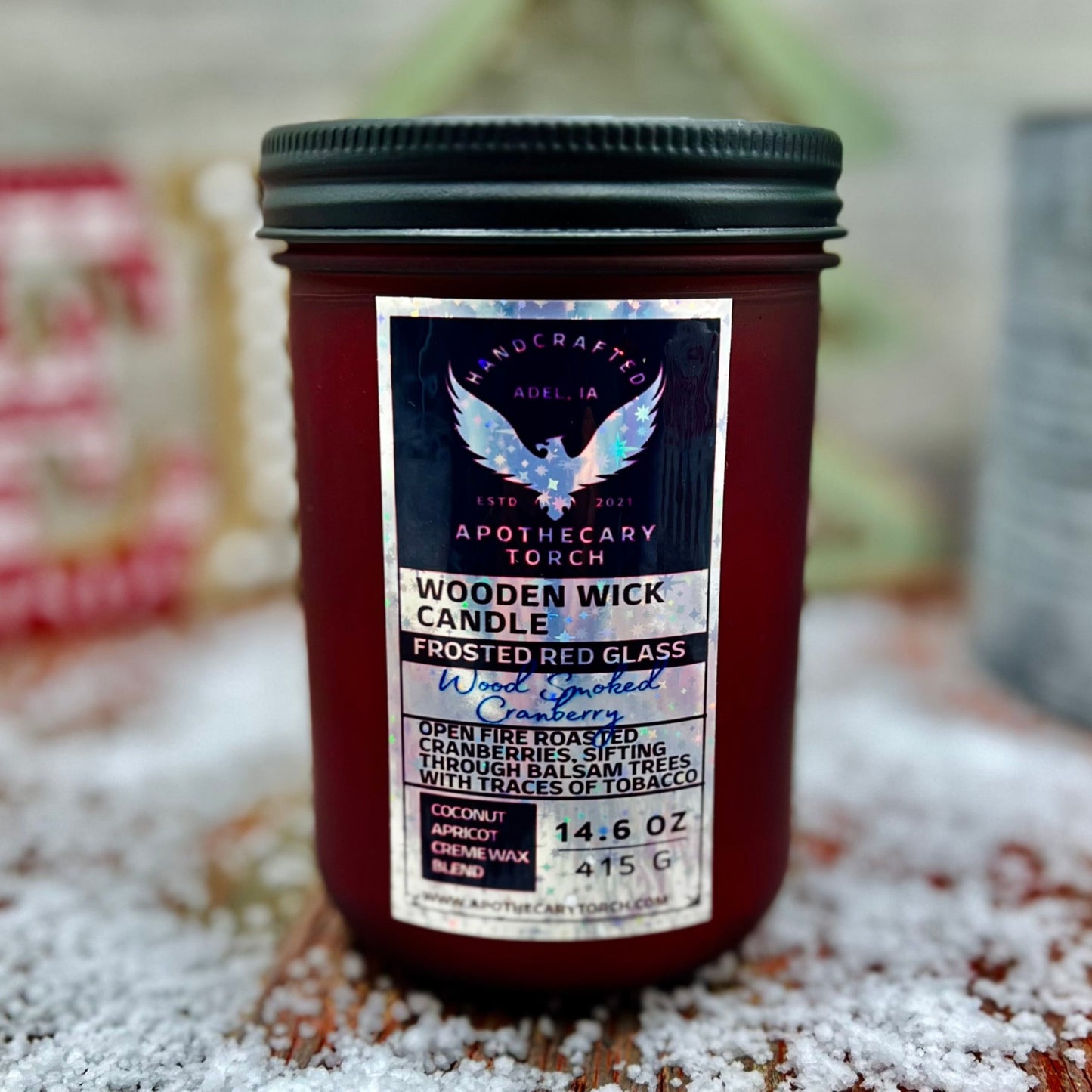 Winter Frosted Candle | Wood Smoked Cranberry | 14.6 oz
