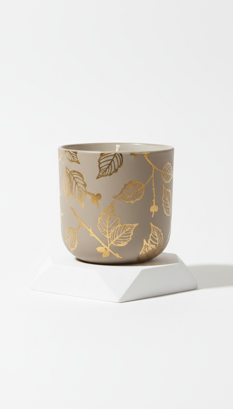 Gold-Embossed Candle In Velvet Woods